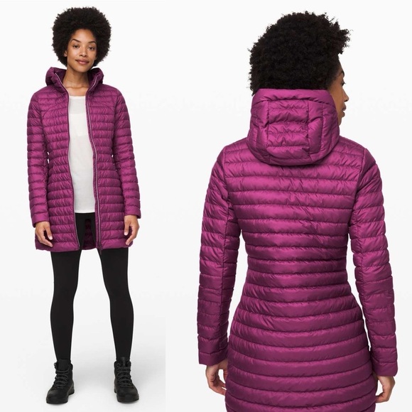 Lululemon Pack It Down Jacket Long Puffer Hooded Water-Resistant Marvel 6 EUC - Picture 1 of 8
